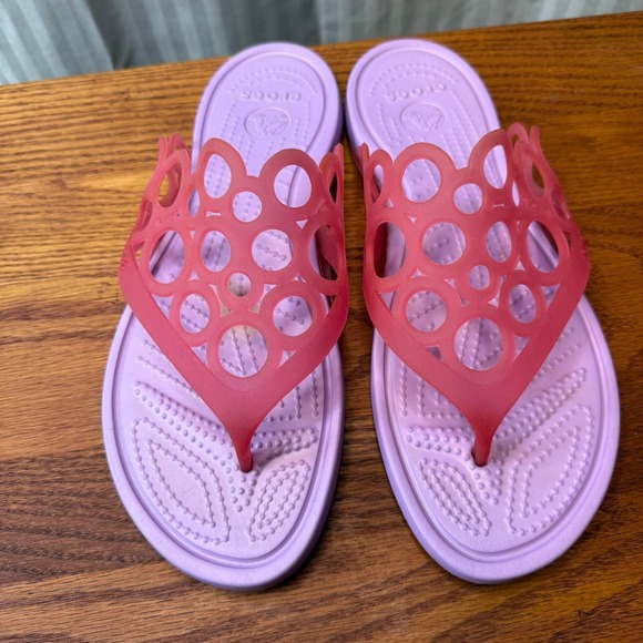 Crocs Adrina bubbles jelly candy Peep Toe Pink Ballet Flats w 10 - Picture 1 of 6